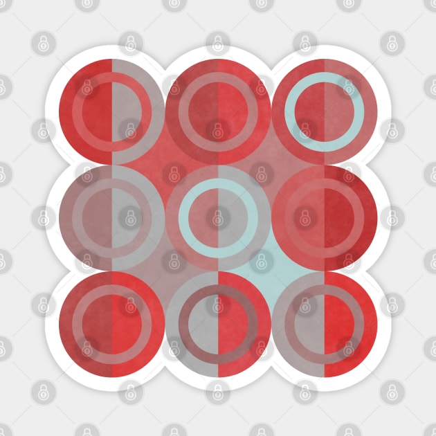 Geometric Shapes Grey Red Circles Magnet by FAROSSTUDIO