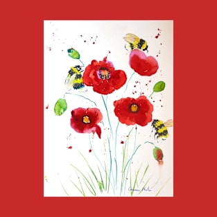 Bumble bees and Poppies T-Shirt