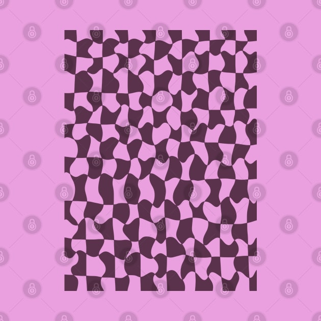 Dark Purple and Pink Distorted Warped Checkerboard Pattern V by Velvet Earth