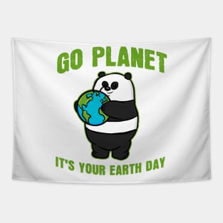 Go Planet It's Your Earth Day Panda Bear Tapestry