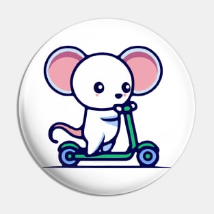 Kawaii Cute Mouse on a Scooter Pin