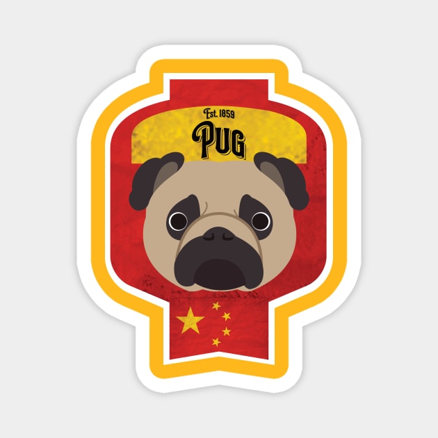 Pug - Distressed Chinese Pug Beer Label Design Magnet by DoggyStyles