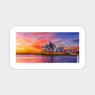 Sydney Opera House Sunset Painting Magnet