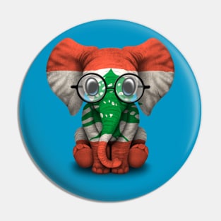 Baby Elephant with Glasses and Lebanese Flag Pin