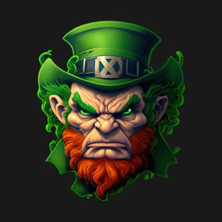 Angry Leprechaun for St. Patrick's Day in Green T-Shirt