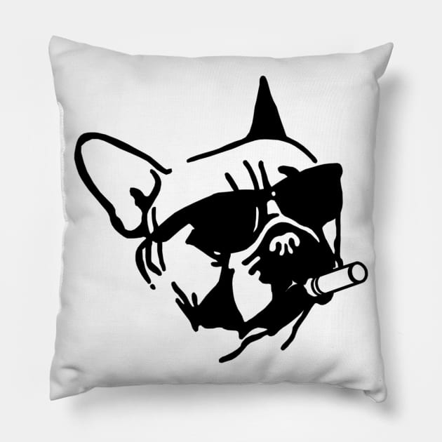 French Bulldog Smoking Cigar Pillow by Rojio