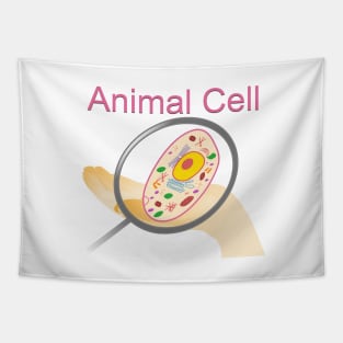 A vector illustration of an animal cell with labels on white background. Tapestry