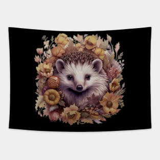 Pint-sized Paws Hedgehog Flowers, Stylish Tee for Wildlife Admirers Tapestry