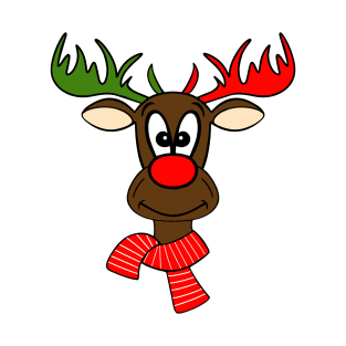 Red And Green Cute Christmas Reindeer T-Shirt