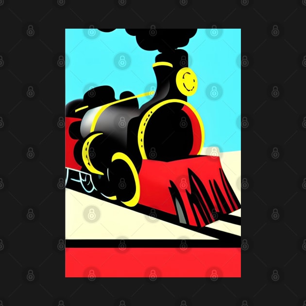 POPART COMIC STYLE RED AND BLACK STEAM TRAIN by sailorsam1805