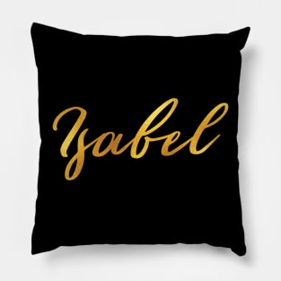 Isabel Name Hand Lettering in Faux Gold Letters Pillow