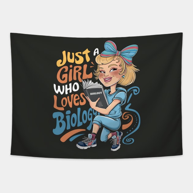 Just a Girl Who Loves BIOLOGY. Groovy funny Tapestry by TRACHLUIM