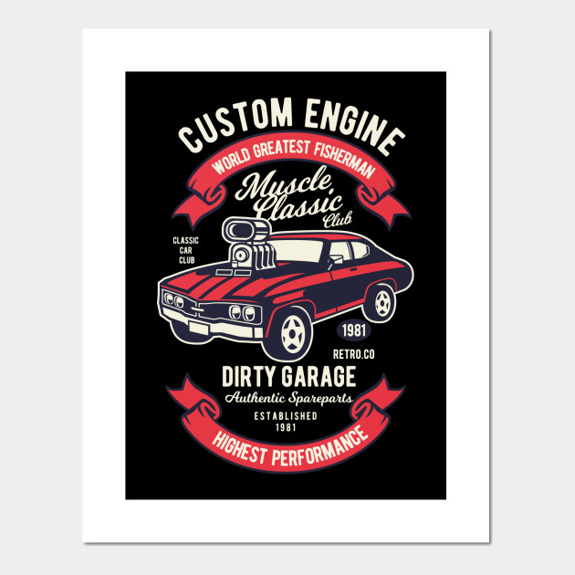 Muscle Classic Car Club Muscle Car Affiche Et Impression D Art