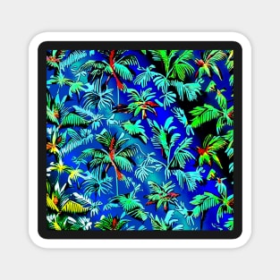 Aloha Hawaiian Palm Trees Flowers Psychedelic Floral Gift Luxury Trippy Vibrant Colorful Magnet