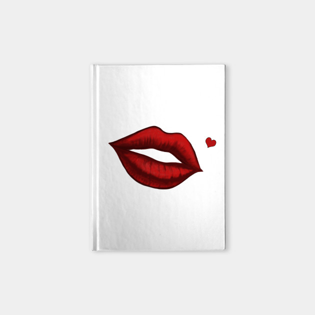 Red Kissing Lips With Heart Shaped Beauty Mark Art