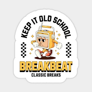 BREAKBEAT  - Keep It Old School Mascot (Black/Mustard) Magnet