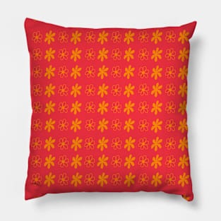 Orange Daisy and Cosmos Flowers Pillow