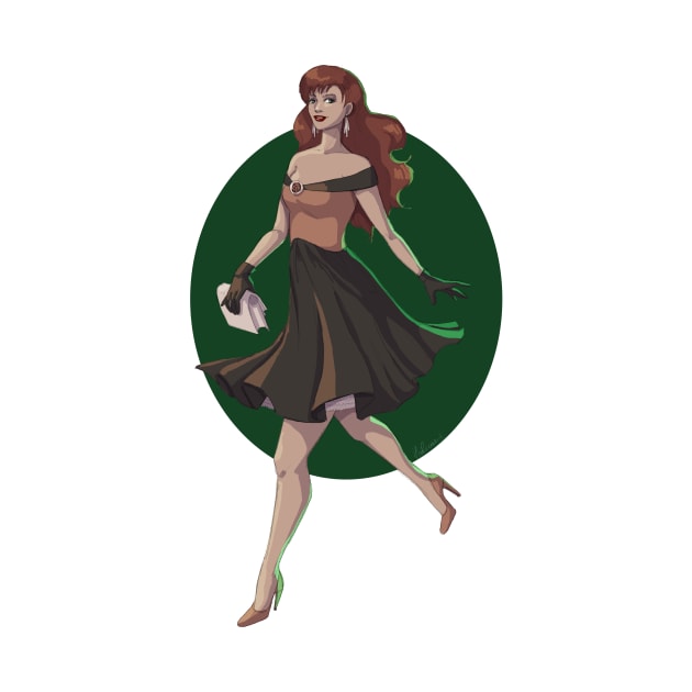 Elegant pinup on a green background by Hoshimem