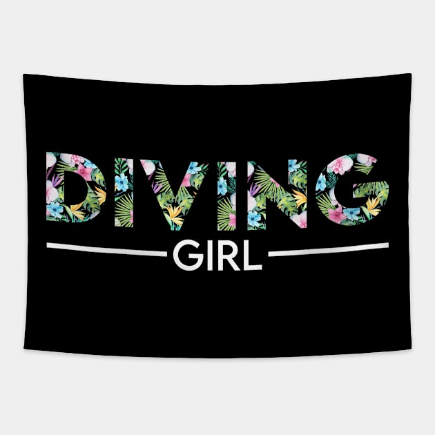 Diving girl floral design. Perfect present for mom dad friend him or her Tapestry by SerenityByAlex