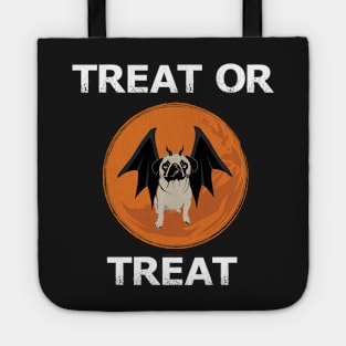 Treat or Treat Halloween Funny Pug Design for Dog Lovers Tote