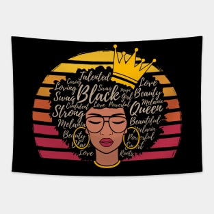 Black History Month Afro Natural Hair Word Art For Women Tapestry