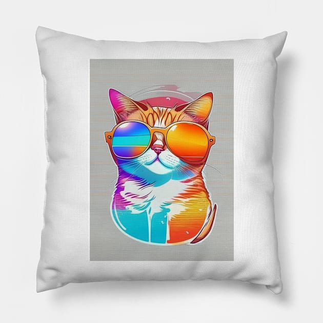 cool summer cat Pillow by Creativoo