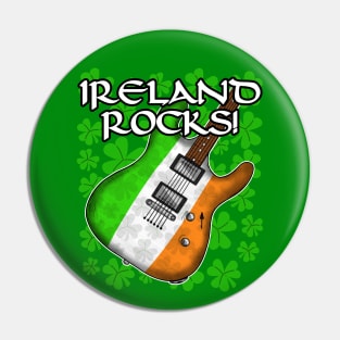 St Patricks Day Electric Guitar Irish Flag Pin