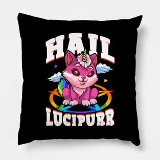 Hail Lucipurr Cat Rainbow Unicorn Kitty Satanic Pillow