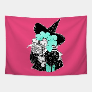 The Bookworm Witch - Aqua Hair Tapestry