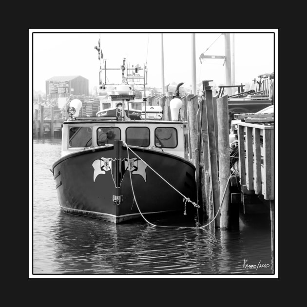 Fishing Boat  Docked in the Fog at Hall's Harbour by kenmo