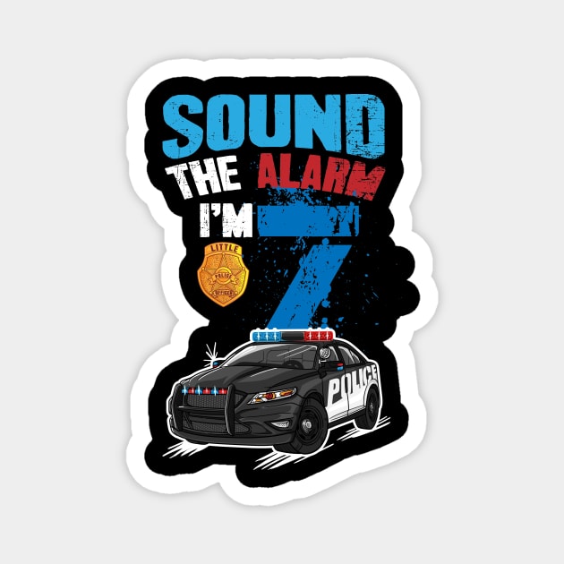 Kids Police Car 7th Birthday Gift Boy Sound The Alarm I'm 7 Magnet by captainmood