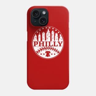 Philly Fan Baseball Lover Philadelphia PA City Skyline baseball laces Phone Case