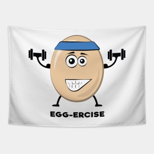 Egg-ercise - Funny Egg Pun Tapestry