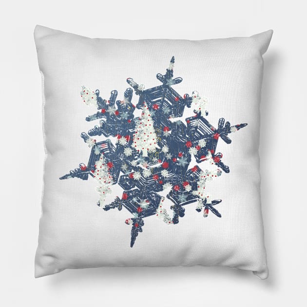 White Christmas Trees with Red and Blue Details Pillow by cesartorresart