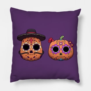 Sugar Skull Pumpkins Male And Female Pillow