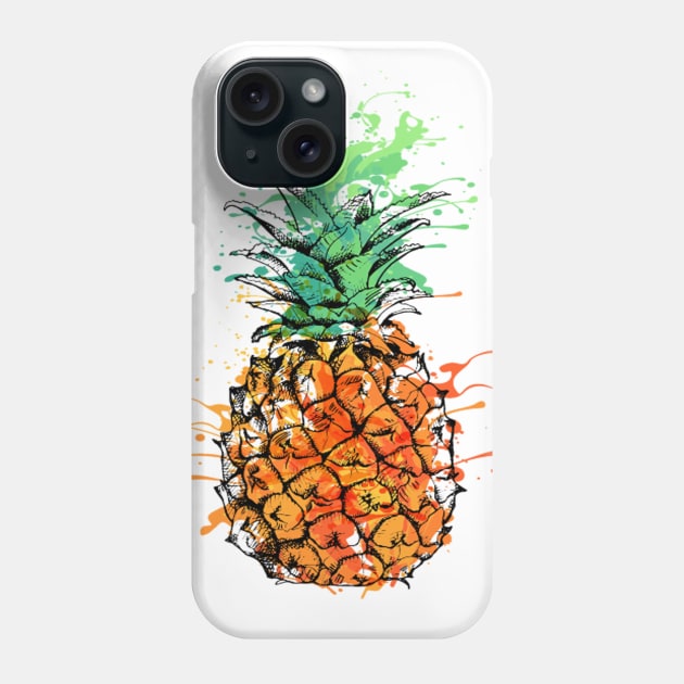 Splash Pineapple Watercolor Phone Case by Luve