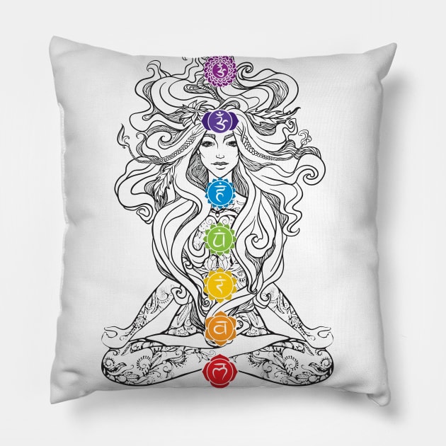 Chakra Goddess - So Aligned Pillow by Nirvanax Studio