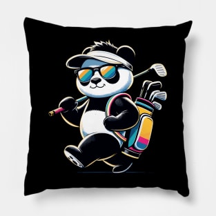 Golf Novelty Panda in Sunglasses Golfing Funny Golf Pillow