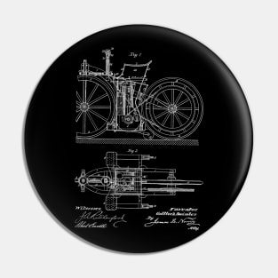 engine driven vehicle Vintage Patent Hand Drawing Pin