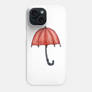 Red Umbrella in Watercolors seamless pattern Phone Case