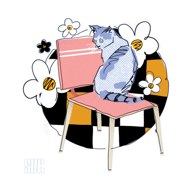 Kitty contemplating by sheltonartco