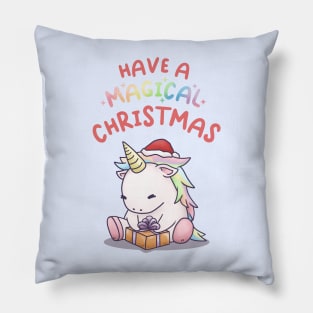 Have a Magical Christmas Unicorn in Santa Hat Pillow