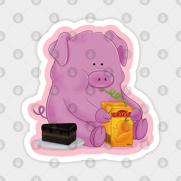 Cute Hungry Pig Magnet by Sketchbook ni Abi