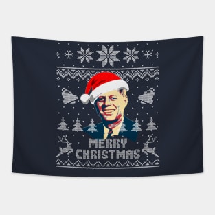 John F Kennedy Merry Christmas Tapestry