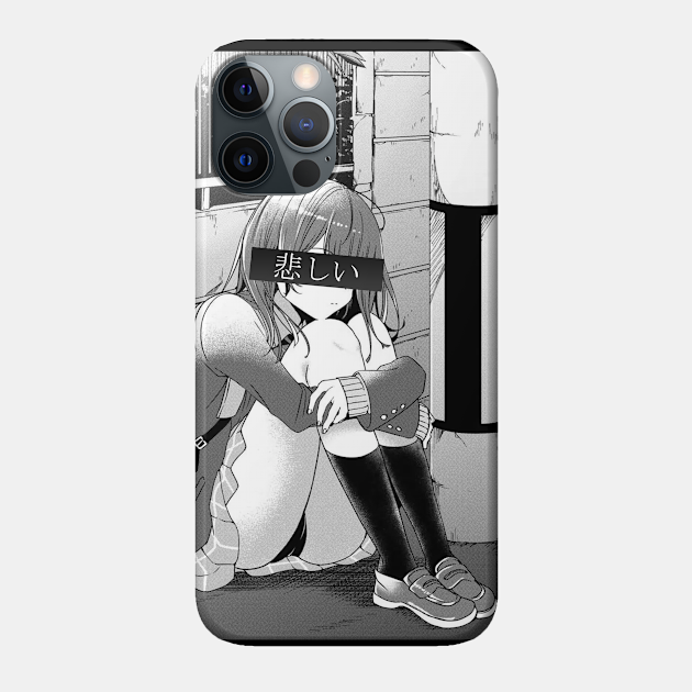 Sad Anime Girl Waifu Babe Otaku Aesthetic Vaporwave Gift T Shirt Hige Wo Soru Soshite Joshikousei Wo Hi Phone Case Teepublic Uk