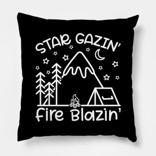 Star Gazin' Fire Blazin' Campfire Camping Pillow