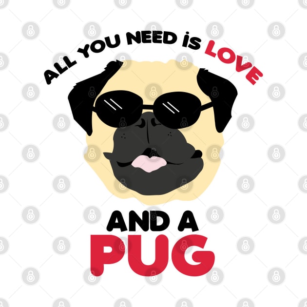 Pug Dog Lover All You need is Love / Red Pugs Pattern by JessDesigns