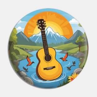 Landscape Mountains Guitar Pin