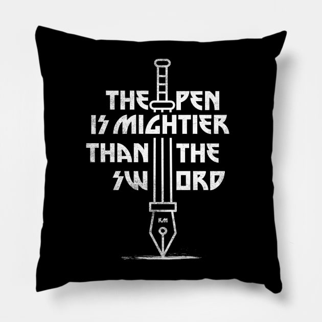 The pen is mightier than the sword Pillow by rmtees