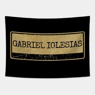 Aliska text black retro - GABRIEL IGLESIAS Tapestry